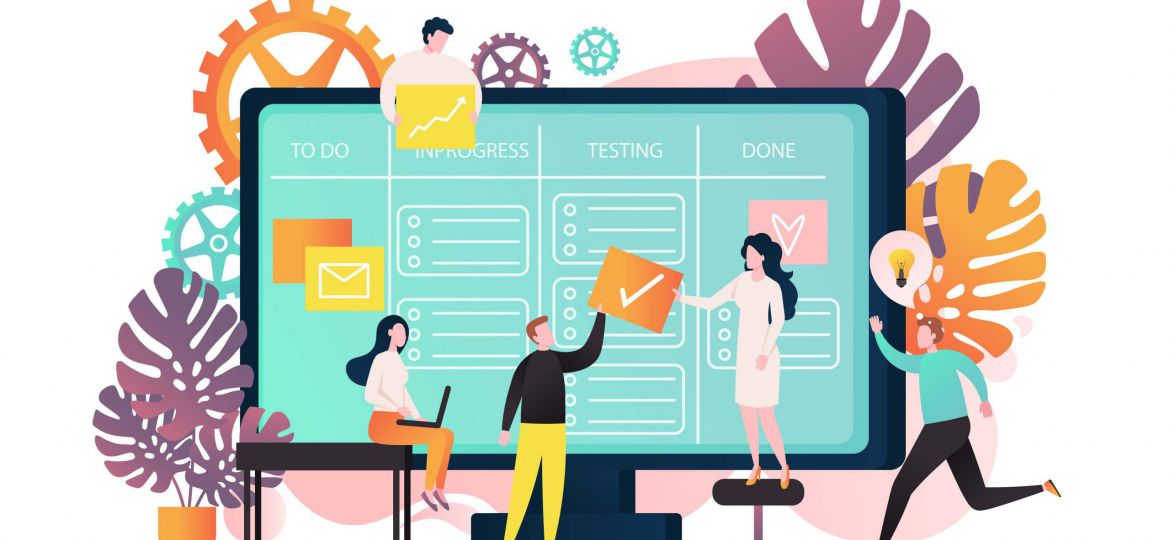 Kanban vector concept for web banner, website page
